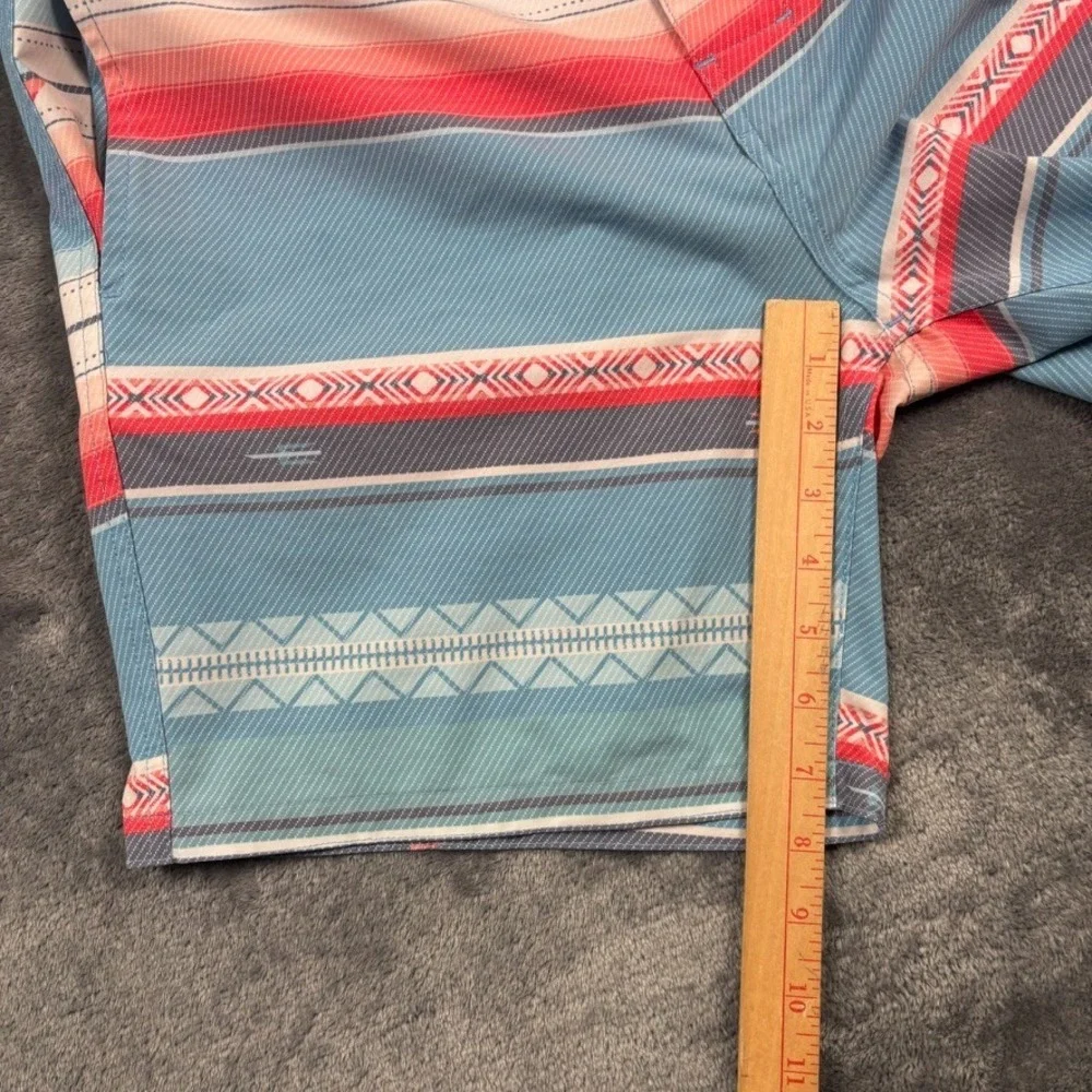 Faherty Board Shorts Mens 32 Blue Aztec Striped Swim Trunks Beach Surf Quick Dry
